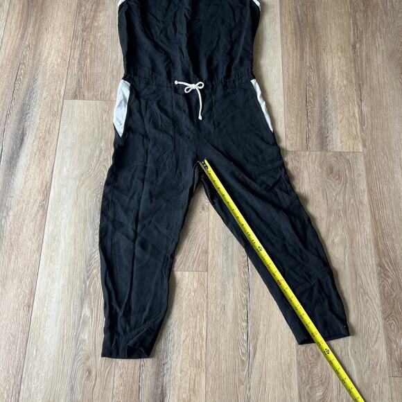 HELMUT LANG Women's White Trim Torsion Crepe Jumpsuit Size 6 In Black - Picture 9 of 11